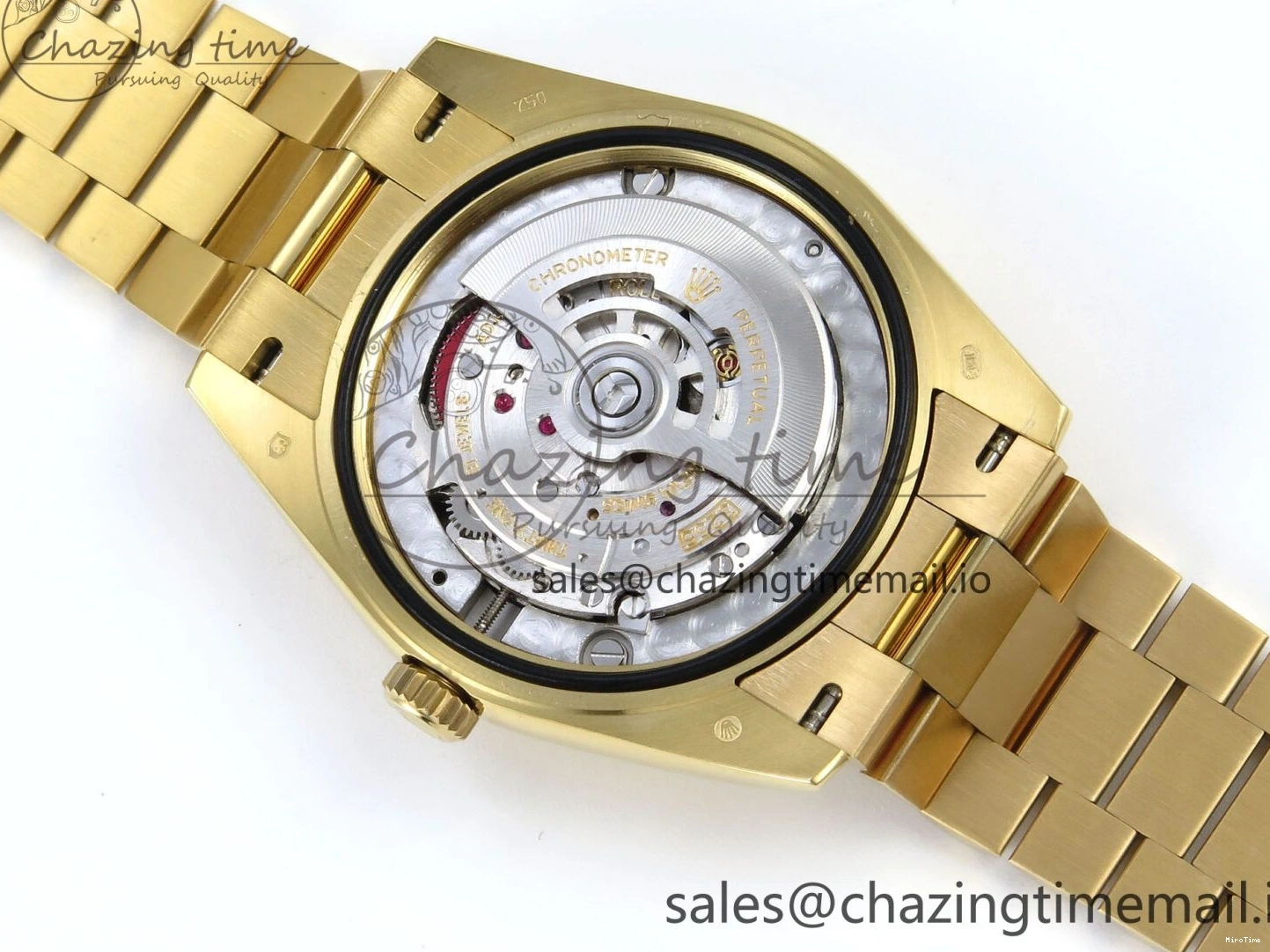 MiroTime 0129 Contemporary Day Date 128238 36mm YG KF 1:1 Best Edition YG Crystal Dial On President Bracelet A2836 (Gain Weight) 646